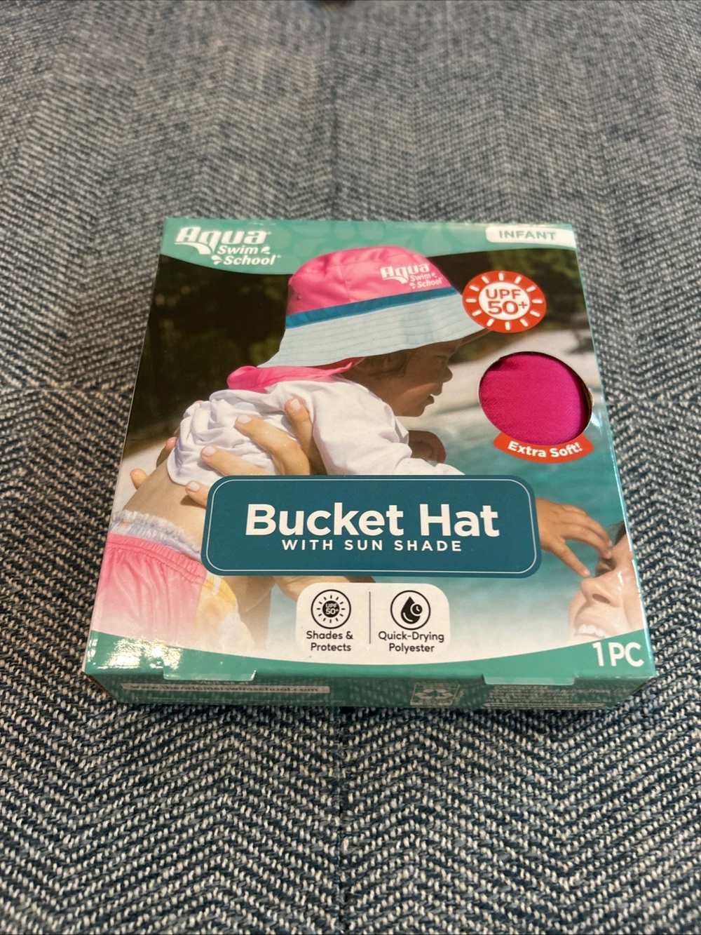 Aqua SwimSchool Sunshade Bucket Hat with Sun Shield for Infants, Pink- NIB